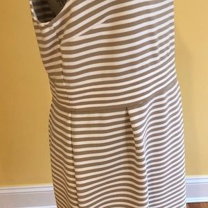 Loft summer sheath dress. White with tan stripes. Knee length